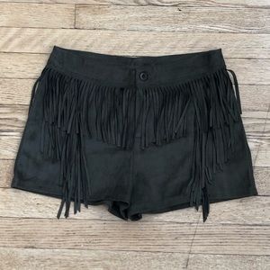 Suede Fringe Shorts